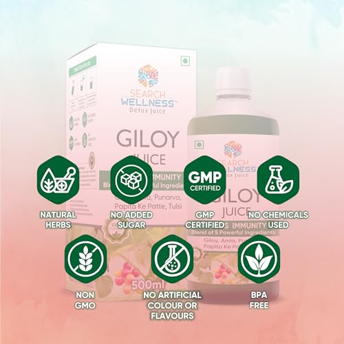 Image of Giloy /Guduchi Ayurvedic Juice 500 ml (Pack of 3) | Natural & Healthy for Blood Purification,Strength & Immunity Booster | Body Detox for Women & Men | Blend of Giloy, Amla & more