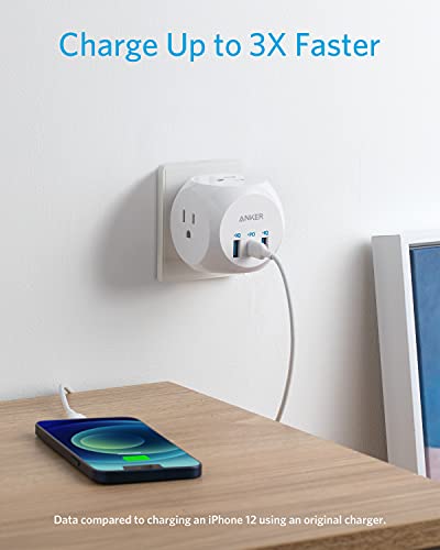 Anker Electrical Outlet Extender With 30W Usb C Charger , Multi Plug Outlet With 3 Usb Ports And 3-Outlet Extender,Power Delivery High-Speed Charging For Iphone 13/13 Pro/12, Cruise Ship, Home, Office #TOP2