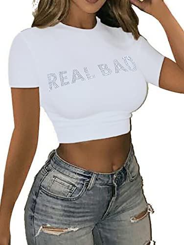 Zoyami Womens Graphic Crop Top Short Sleeve Y2k Baby Tees Fairy Grunge Summer T-Shirt