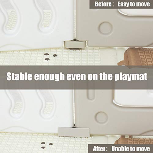 Albott Baby Fence Kid Playpen 18 Panel Albott Play Yard - Foldable Kids Safety Activity Center Playard Safety Lock Gate,Adjustable Shape, Portable Design for Indoor and outdoor (18 Panel, Grey+White) - Image 5