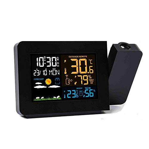 Drahtlose Digitale Projektionsuhr Wetteruhr Farbbildschirm Wettervorhersage Projektion Elektronische Uhr Innen- und Außenfarbkalender