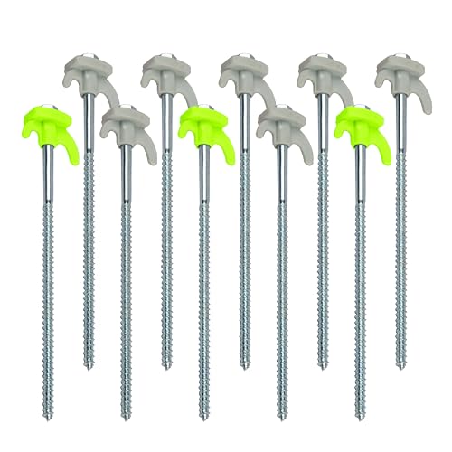 ADVENTURE PEAKS Steel Tent Pegs - Glow in The Dark Tent Pegs - Heavy Duty Galvanized Steel Pegs for Tents, Gazebos, Awnings on Hard Ground,10 PCS High Strength Ground Stakes for Camping