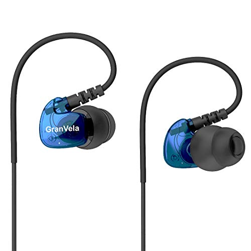 Granvela GV1 Waterproof Sports Earphones Running Earbuds with Mic, Memory Wire Earhook