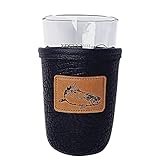 CUSTOM Leather Pint Glass Holder, Personalized Beer Coolie, Pub Brewski Holder, Beverage Huggie (Black Leather)