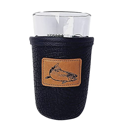 Red Sky Designs Custom Leather Pint Glass Holder, Personalized Beer Coolie cover