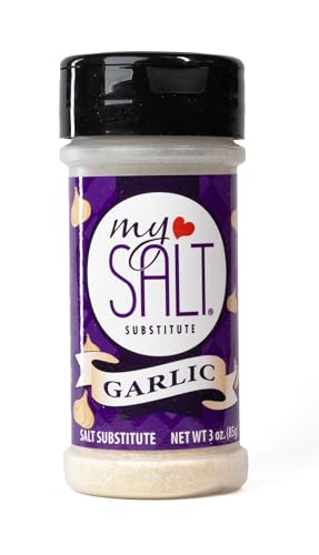 Image of MySALT Garlic - Sodium-Free Garlic Salt with Classic Savory Flavor - For Meats, Pasta, Vegetables and Everyday Meals - 3 oz Shaker