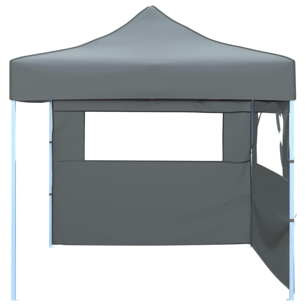 Carpa de jardín al aire libre con 2 paredes 3x3 m Antracita, Pabellón para camping, boda, fiesta, mercado, playa