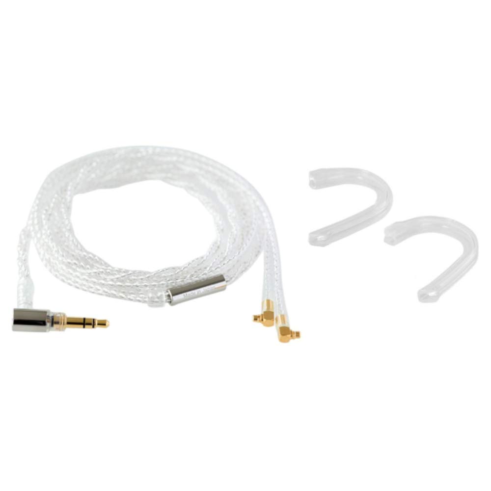 finalC071 Silver Cable with Angled MMCX/Angled 3.5mm Plug and Ear Hooks - 1.2m