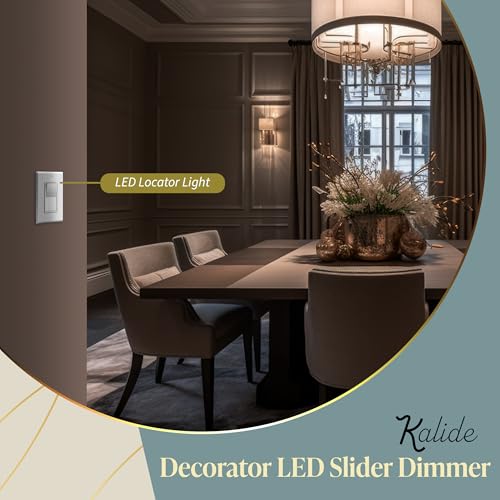 Image of TOPGREENER Kalide Dimmer Light Switch, LED Dimmer Switch, Full Range Dimming, Single Pole /3-Way, 120VAC, 60Hz, 300W LED /CFL, Neutral Wire Not Required, Wall Plate Included, White