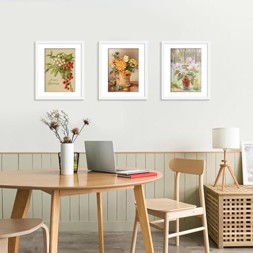 Picrit 14x17 Picture Frame 3 Pack, White Poster Frame, Display Poster 10 x 14 with Mat or 14 x 17 without Mat for Horizontal or Vertical Wall Mounting