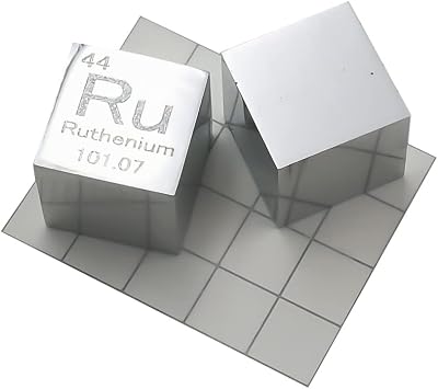 Ruthenium Ru Density Cube, Laboratory-Grade Accurate Over 99.9% High-Purity, Used for Laboratory Experiment Materials, Personal Hobbies and CollectionsSize10 mm,ColorPolished