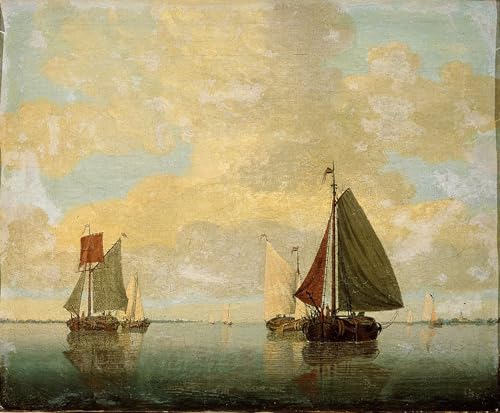 Tableau toile voiliers de Willem Van De Velde affiche d'art marine pour salon chic 60x90cm