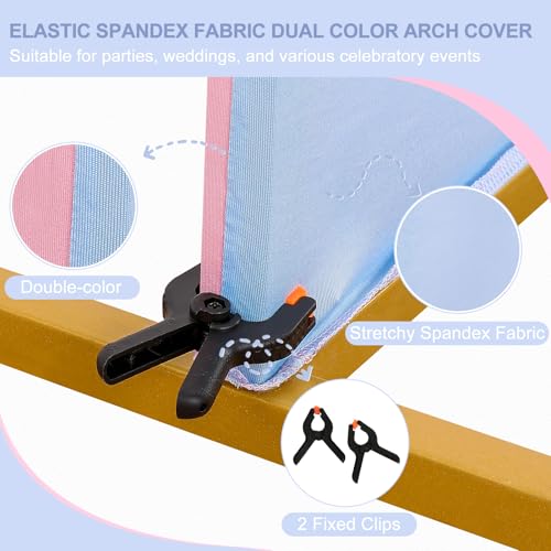 Image of Arch Cover 7.2ft Double-Sided Arch Backdrop Cover Spandex Wedding Arch Stand Cover for Party Birthday Baby Shower Bridal Gender Reveal Boy or Girl Decoration(Double Color,Pink&Blue)