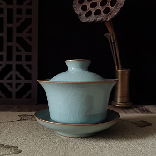 Handmade Celadon Gaiwan with Crackle Glaze