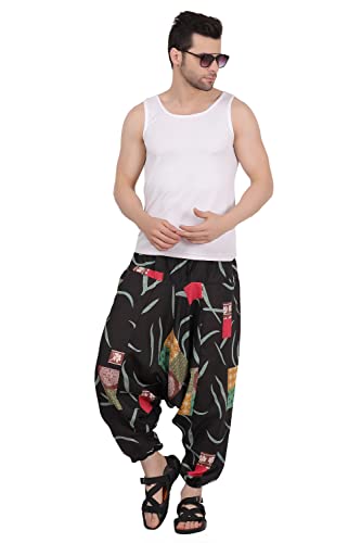 Image of Whitewhale Men's Cotton Solid Harem Pants Yoga Trousers Hippie Pant