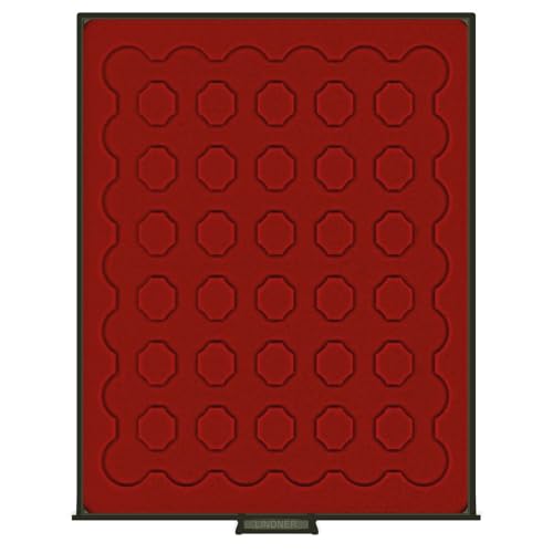 Box monnaies FUMÉ LINDNER 42 alvéoles ronds rangement capsules 29,5 mm