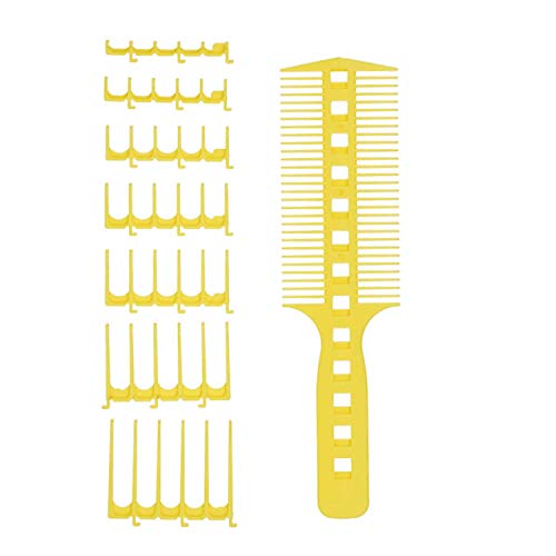 YYHJM Scissor Clipper Over Comb Hair Cutting Tool Barber Haircutting Comb Set Combination of Haircut Trimming Tools, 1 Comb Plus 7 Comb Teeth (Yellow) Cover