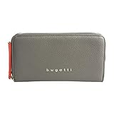 Bugatti Ella Geldbörse Damen Groß 9CC - Frauen Geldbeutel mit Reißverschluss Lang - Damengeldbörse Langbörse Portemonnaie im Querformat, Olive