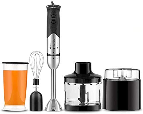 LEONYS Blender Mano, Smart Stick 400w, 2 Velocidad, 6 en 1, Hojas de Acero de Titanio, con batidor, Picador/tazón de Molinillo y Vaso/Copa de medición