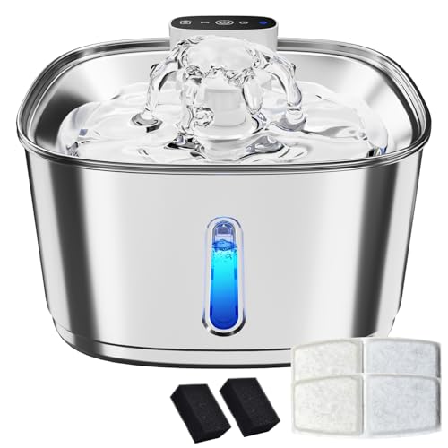 Pawinner Cat Water Fountain Cordless, 108oz/3.2L Wireless Pet Water Fountains for Cats, Ultra Quiet Pump, Battery Operated Cat Drinking Fountain with Motion Sensor(2 Filter+2 Sponges) - image 8