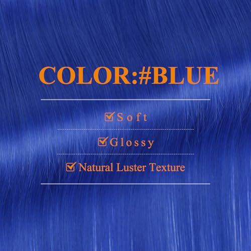 Image of Easyouth Tape in Hair Extensions Real Human Hair Blue Seamless Tape in Hair Extensions Human Hair Colored Tapes in Hair Extensions Real Human Hair 16 Inch 25G 10Pcs
