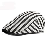 FULUJIDI Boinas Sombreros Boina A Rayas para Hombre Y Mujer Gorra Plana Estilo Retro Ajustable para Pintor Y Artista 55-60 Cm Color Beige