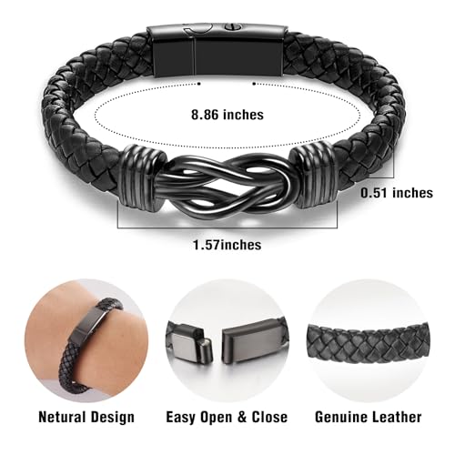 abooxiu Urn Bracelet for Ashes Leather Cremation Bracelet for Human Ashes Stainless Steel Ash Bracelets Memorial Cremation Jewelry Keepsake Bangle for Men2