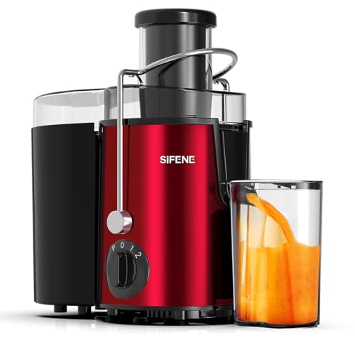 SIFENE Compact Centrifugal Juicer, 3" Wide Chute, Peak Power 800W, Red