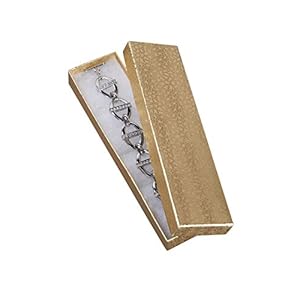 SSWBasics Cotton Filled Gold Embossed Jewelry Boxes – 8″ x 2″ x 7/8″ – Case of 100- Jewelry Boxes Bulk – Cotton Filled Cardboard Jewelry Boxes – Jewelry Gift Boxes Bulk for Retail – Cotton Filled