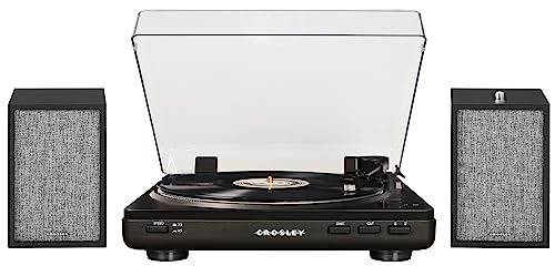 Image of Crosley KT400B-BK Fully Automatic Bluetooth 2-Speed Turntable Record Player with S200A Stereo Speakers, Black