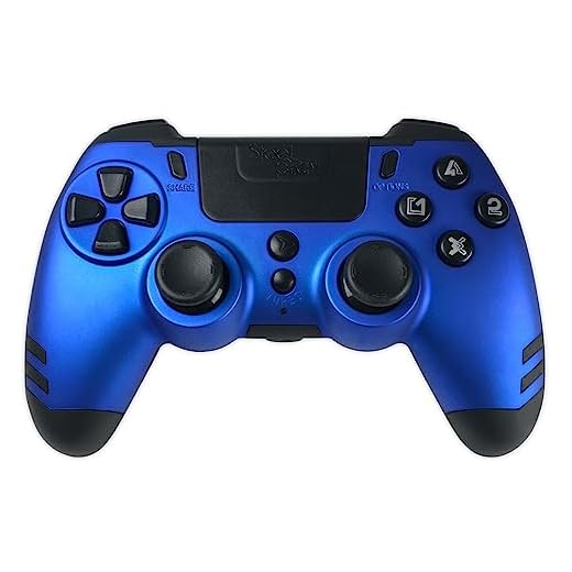Steelplay Slimpack - Manette sans Fil 2,4 GHz, Compatible PS4/PS3/PC, Double Retour de Vibration, 4 palettes arrière programmables, Ergonomique et Confortable - Bleu