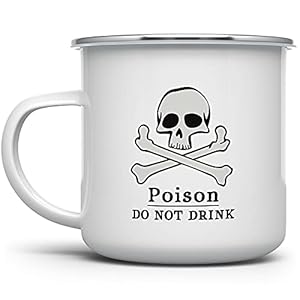 Poison Skull and Crossbones Spooky Scary Halloween Coffee Campfire Mug, Pirate Lover Camp Cup, Gift for Friend Him Her Coworker (12oz)