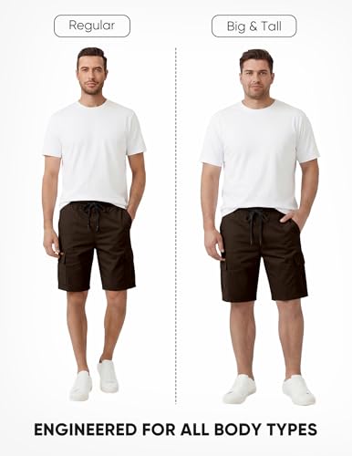 Image of JMIERR Mens Casual Cotton Twill Cargo Shorts Drawstring Classic Chino Stretch Short with 6 Pockets