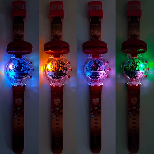 Image of Brishti 3D Superhero Character Multicolored Glowing Light and Musical Digital Girl's Wrist Watch | Unique Cute Cartoon Character on Strap | Soft Silicone Strap | Suitable for Age 3-12 Year Kids