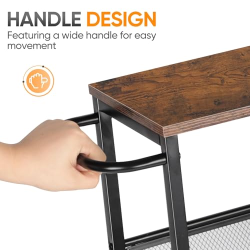 LIANTRAL Carrito de almacenamiento delgado, carrito de almacenamiento de cocina, estantería de cocina con ruedas de 5 niveles, carrito estrecho móvil con mesa de madera para baño, lavandería, lugares - imagen 5