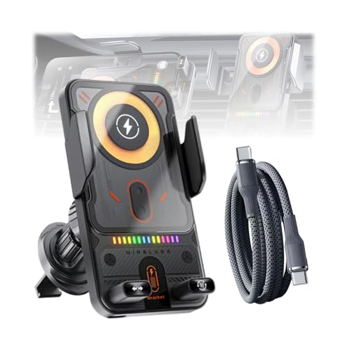 2026 New Cool Car Wireless Fast Charging Holder: Drive Smarter, Charge Faster, 15W Auto-Clamping Wireless Car Charger Mount, 90° Switch Between Horizontal Vertical for Smart Phones (Black)