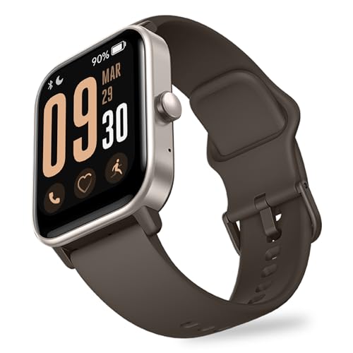 Image of OCTANDRA Ignite VeryFit 1.8 inch Alexa Built-in Bluetooth Answer Call Smart Watch HR Heart Rate Blood Oxygen Saturation Sleep Monitor Step Counter Fitness Tracker Watches for Men Women (IDW01 BT) (Brown)