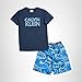 Calvin Klein Kids Boys' Short Sleeve T-Shirt and Shorts Pajama 2-piece Set, Black Iris/Marble, X-Large