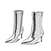 Bor Sint Women's Silver Stone pattern Boots Fashion Pointed Toe Mid Heel Short Boots Mid-Calf Shoes