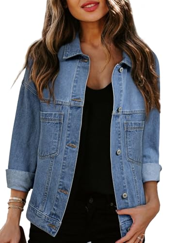 Sidefeel Women's Denim Jackets Casual Long Sleeve 2025 Spring Outfits Zimbaplatinum Jean Jacket
