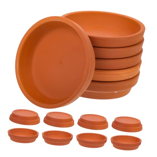 Happyyami 10pcs Red Pottery Flowerpot Trays Round Succulent Water Trays for Use Protects Surfaces from Water Spills Durable Convenient Storage