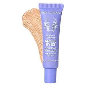 True + Luscious Angel Eyes Eyeshadow Primer | Hydrating Eye Primer Locks Makeup Up to 16 Hours | Vegan Paraben-Free Cruelty-Free | Rose Extracts Bentonite Clay Oily Lids Shade 0.33 oz | Dark