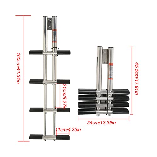Escalera telescópica de acero inoxidable 4 peldaños para barco miniatura 3