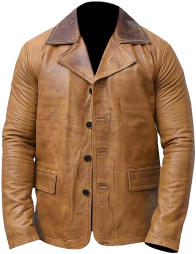 Mens Tan Brown Real Leather Coat Jacket Arthur Morgan Jacket