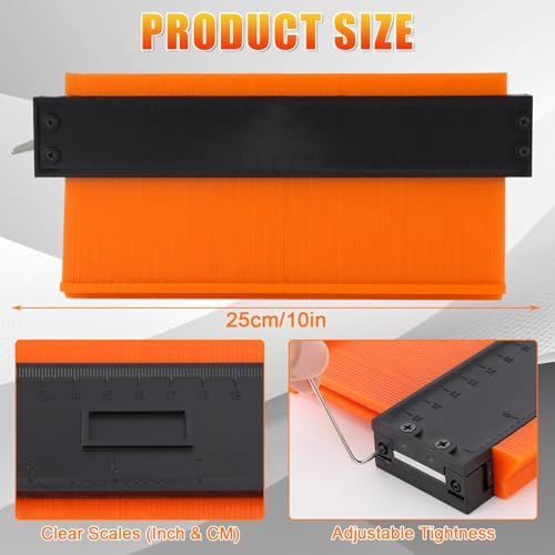 10 Inch Contour Gauge, Profile Gauge Shape Duplicator with Lock, Contour Gauge Profile Tool, Contour Duplicator Measuring Tool for Precise Duplication Woodworking Tools