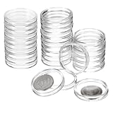 uxcell 30Pcs 30mm Silver Dollar Coin Holders, Plastic Coin Capsule Covers Acrylic Clear Round Coin Collection Supplies Container for Silver Coin Protectors or NFC Tag