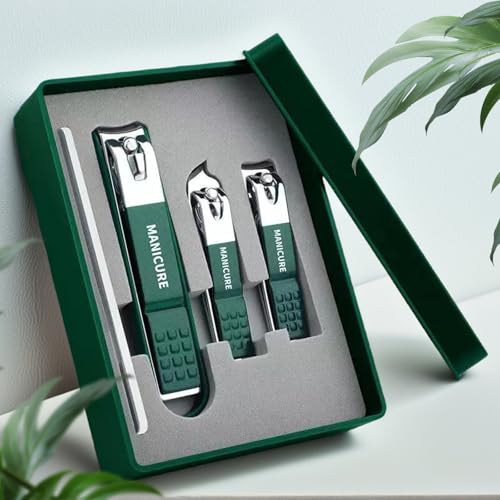 4 Pcs Precision Nail Clippers Set for Men Women Sturdy Stainless Steel Fingernail Toenail Clippers with Glass File - Ideal for Thick Nails and Travel