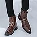Mens Leather Pointed Toe Lace Up Ankle Chukka Boots Fashion Ankle Buckle Strap Side Zip Low Block Oxford Boots For Formal Business Work Office Daily (Brown,10)