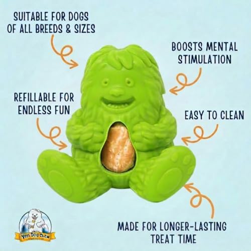Yeti Dog Chew Puff and Play Interactive Dog Toys, Nuggets Dog Treat Dispenser Teething, Behavior Training for Light to Moderate Chewers, (Green - Yeti) by Yeti Dog Chew - Image 2