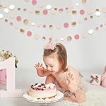 Champagne Gold Dusty Pink Decorations Circle Dots Garland Gold Pink Nude Neutral Cream White Boho Hanging Polka Dot Streamer for Bridal Shower Birthday Wedding Engagement Baby Shower Party Supplies - Image 5